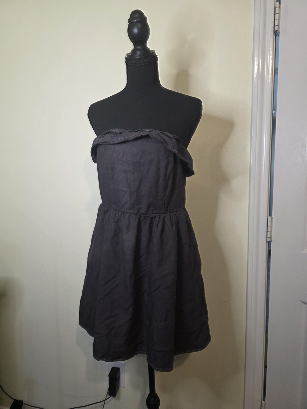 Altar'd State Strapless Black Ruffle Bodice Dress